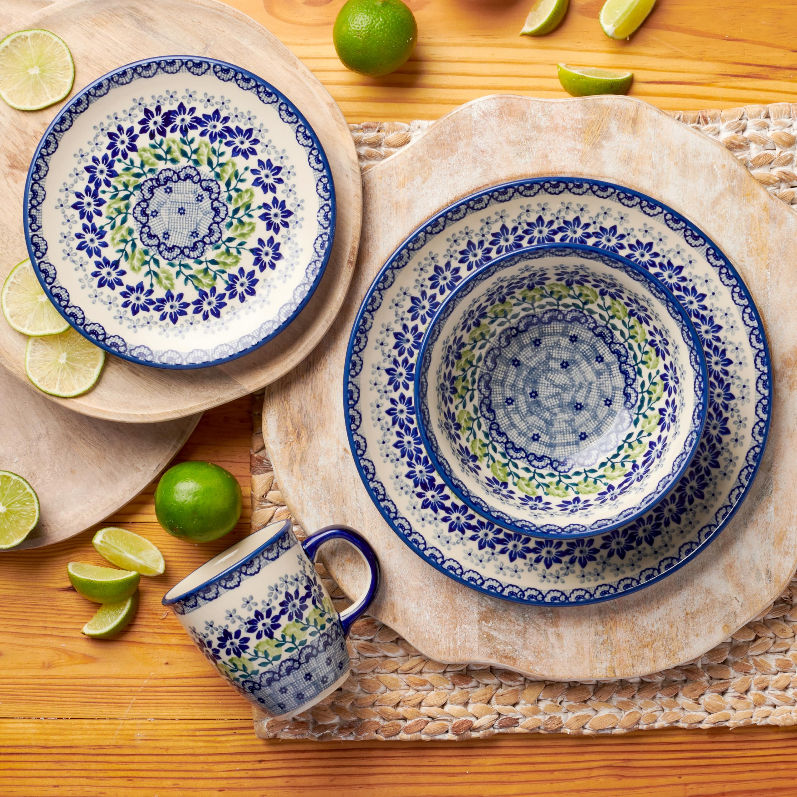 Blue Rose Polish Pottery Halsey Cereal and Soup Bowl - Handmade Ceramic Dish for Breakfast, Soup, Salad - Perfect for Home Dining & Gift Giving