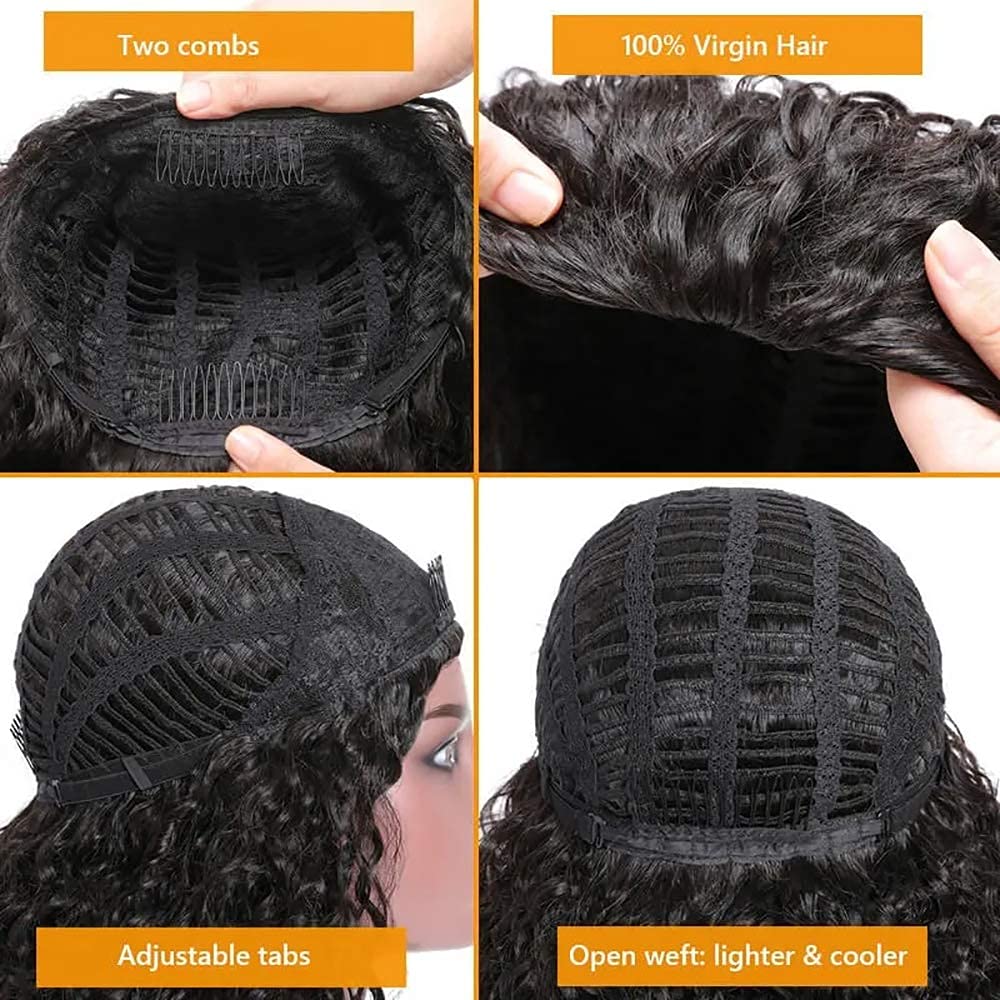 Nadula 10A Afro Kinky Curly Half Wig - 100% Virgin Human Hair for Black Women | 18 Inch 180% Density No Lace Front Glueless Headband Wig | Perfect for Daily Wear, Parties & Protective Styling
