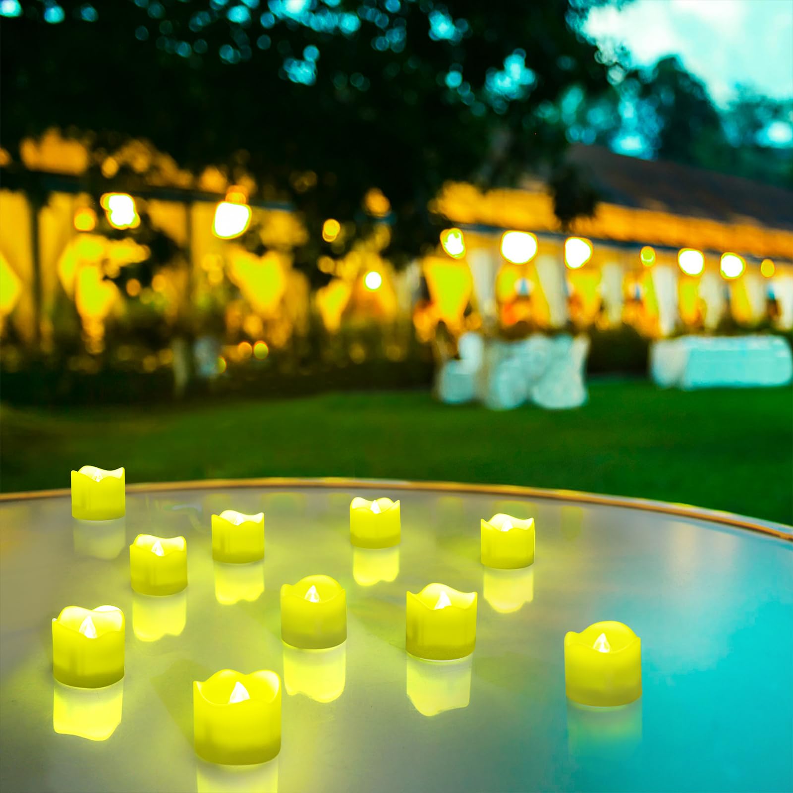 Topstone Battery Powered Flameless Candles with Timer - 12 Pack Remote Control LED Tealights, Green Electric Votive Candles for Wedding Decorations, Party Centerpieces, Christmas & Holiday Home Decor