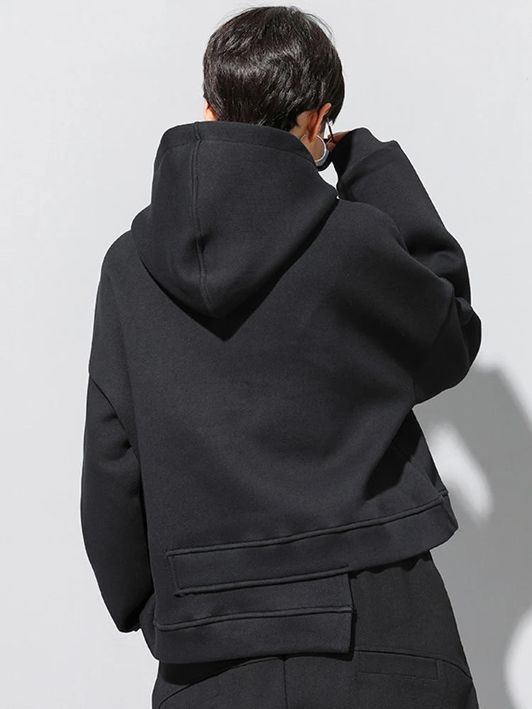 Black Distressed Hem Zip-Up Hoodie for Women - Oversized Long Sleeve Pullover Sweatshirt | Trendy Streetwear for Spring & Fall 2025 | Perfect for Casual Outfits, Layering, and Everyday Comfort
