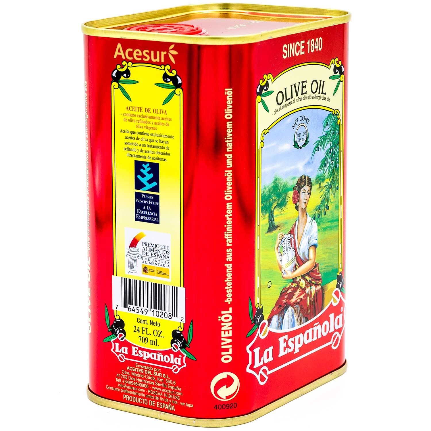 La Española 100% Pure Extra Virgin Olive Oil - 24 Fl Oz (710ml) Bottle - Cold Pressed, Premium Quality for Cooking, Salad Dressing & Healthy Recipes