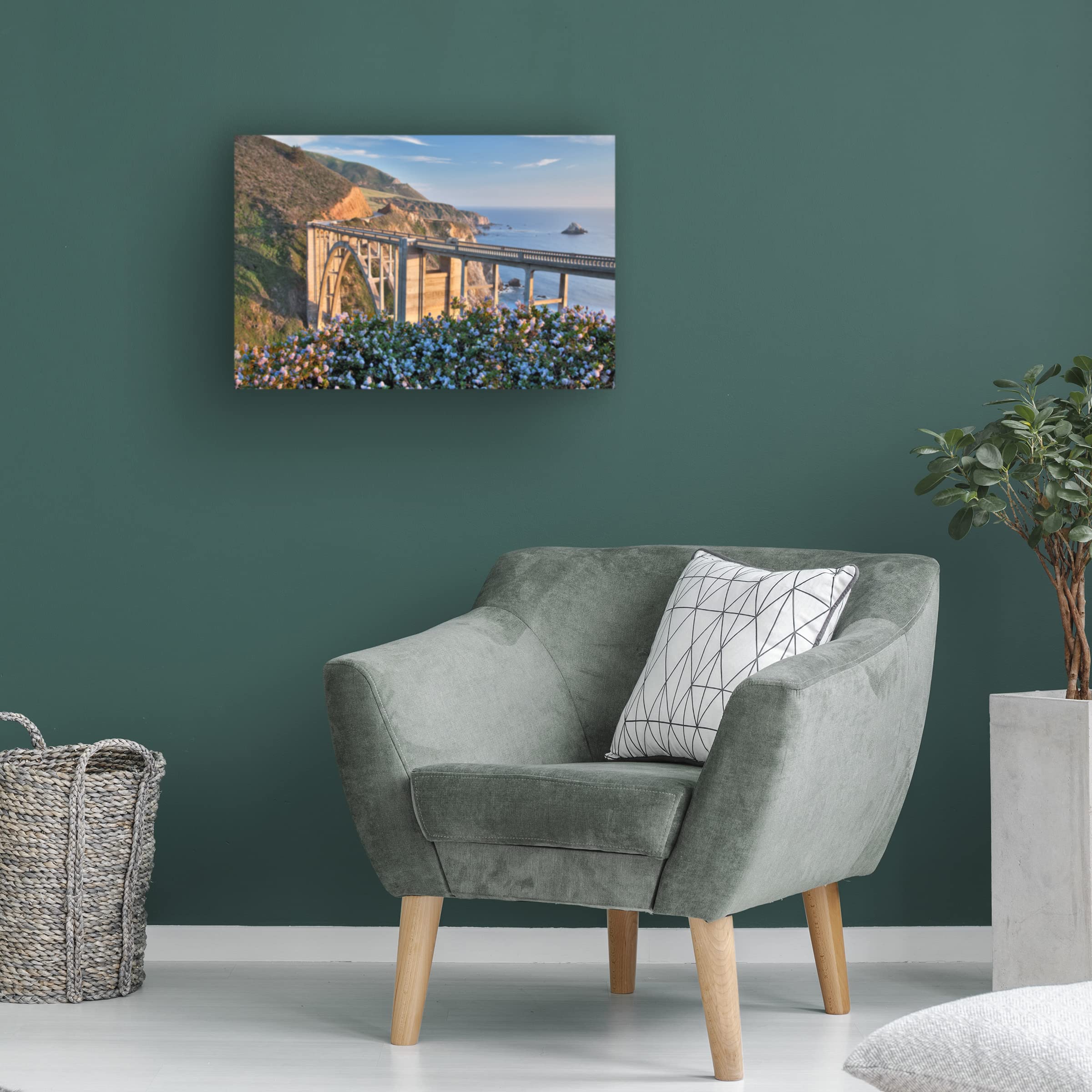 Dennis Frates 'Bridge 2' Canvas Wall Art Print - Modern Landscape Painting for Home & Office Decor - Perfect for Living Room, Bedroom or Office Wall Decor