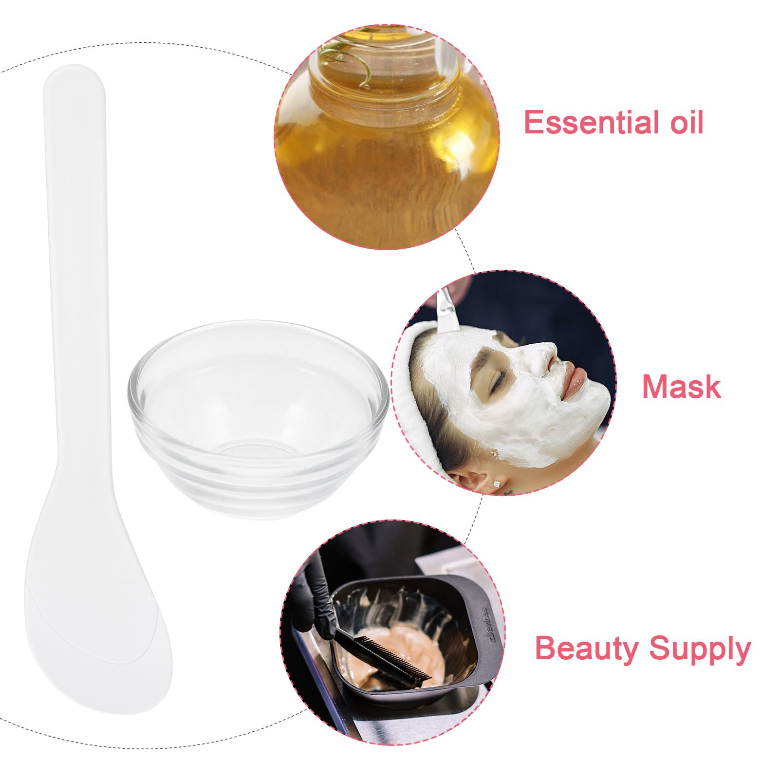 Beaupretty Glass Mixing Bowl Set for DIY Face Masks - 5-Piece Spa & Beauty Kit with Spatula, Mixing Stick & Brush - Perfect for Cosmetic Salons, Home Skincare & Facial Treatments