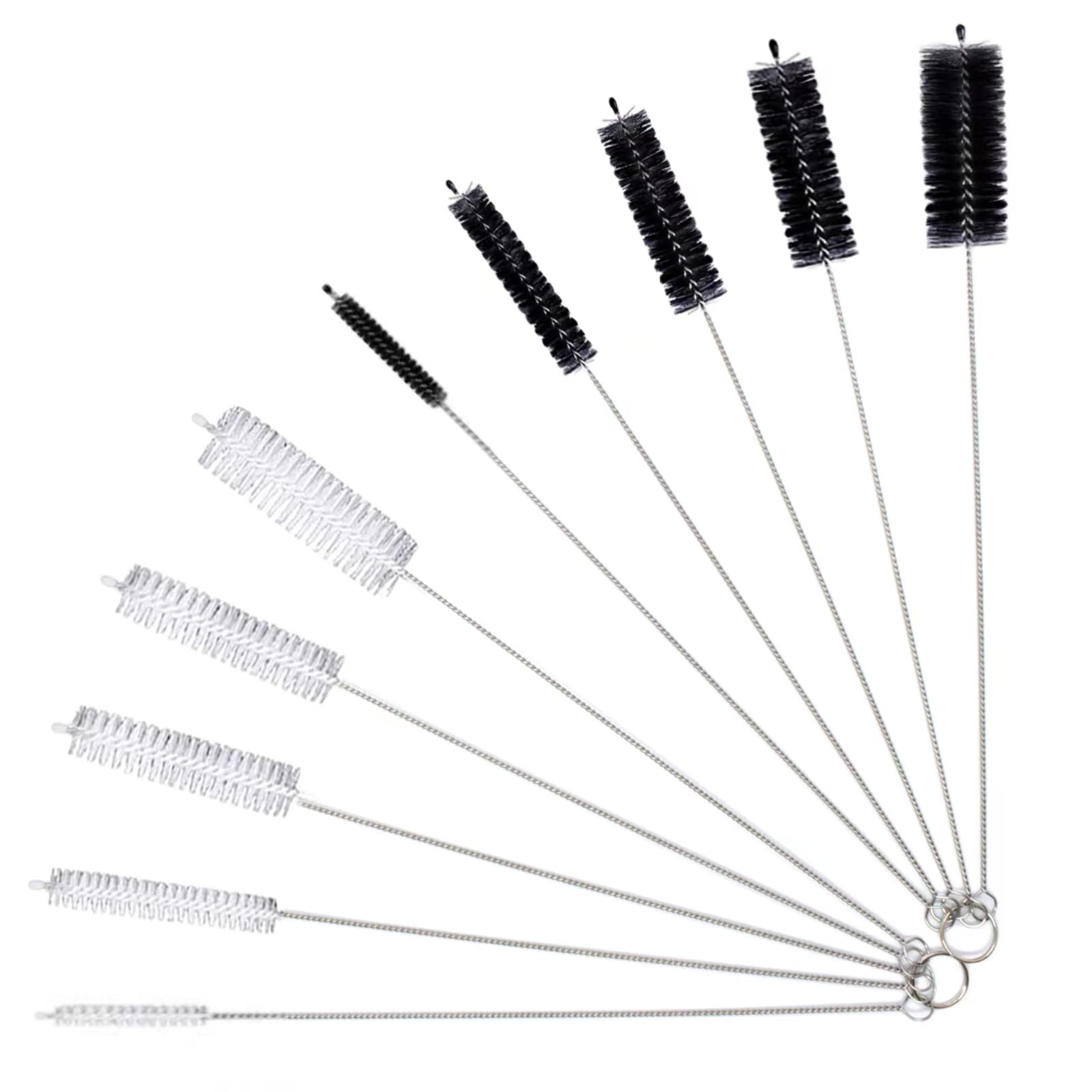 12 Inch Extendable Straw Cleaner Brush - 4/8/10/12/16mm Diameter for Pipes, Tubes, Sippy Cups & Bottles (10 Pack) | Perfect for Reusable Straws, Baby Bottles & Travel Drinkware Cleaning