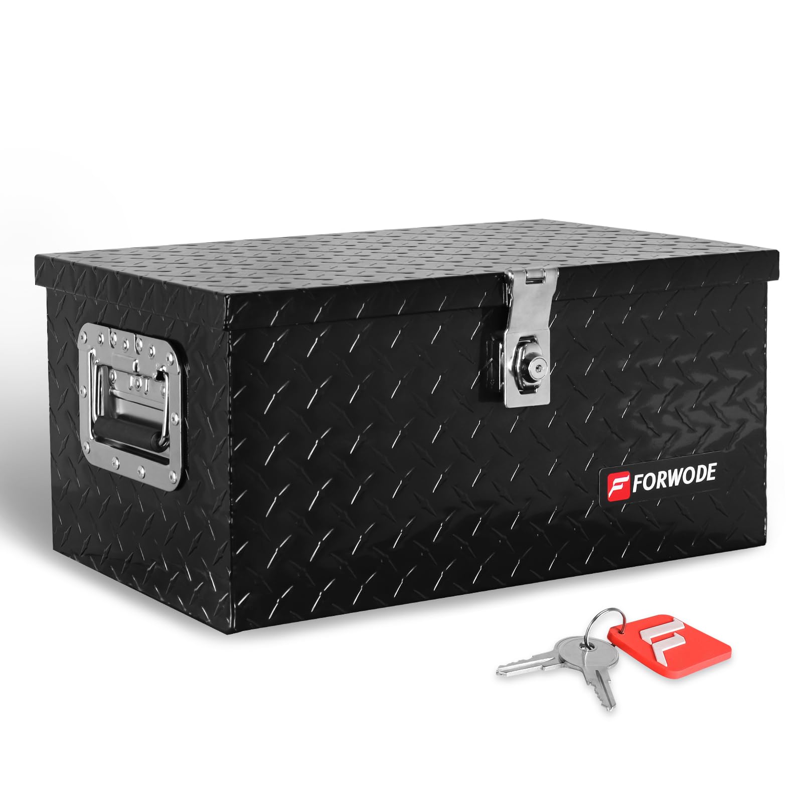 20 Inch Heavy Duty Aluminum Truck Bed Tool Box with Lock & Handle - Secure Storage for Pickup Trucks, Trailers & RVs | Black Toolbox for Organizing Tools & Equipment
