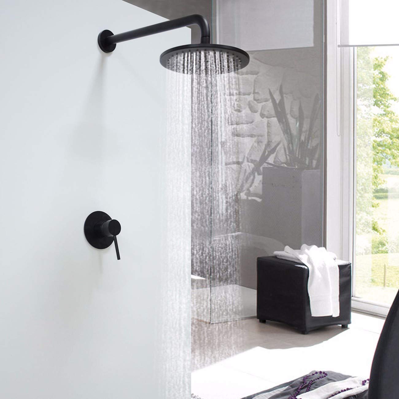 GELISURE All Copper Rainfall Shower Head Set with Durable Faucet - Perfect for Modern Bathroom, Spa-Like Experience at Home