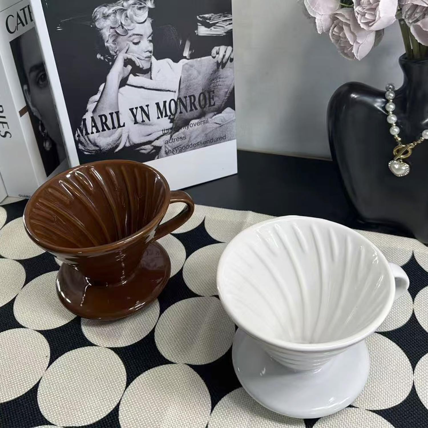 Premium Porcelain Pour Over Coffee Maker - Single Cup Manual Dripper for Slow Brewing | Portable Travel & Camping Coffee Accessories | Perfect for Office, Home & Cafe Use | Ideal Coffee Gift (White, Small, 1-2 Cups) | Enjoy Artisan Coffee Anywhere