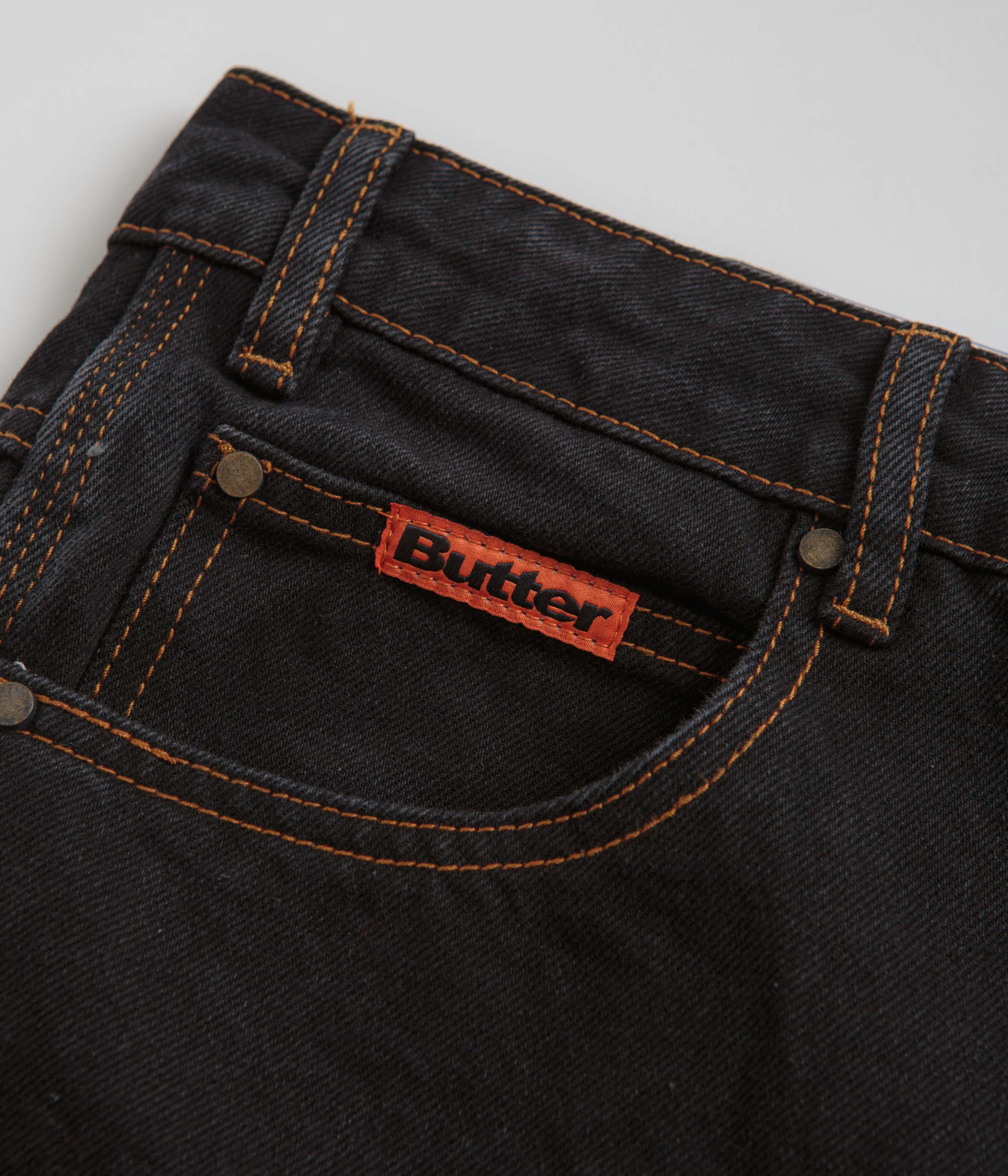 Butter Goods Baggy Denim Shorts for Men - Washed Black Distressed Denim Shorts | Casual Streetwear, Summer Outfits & Beach Style