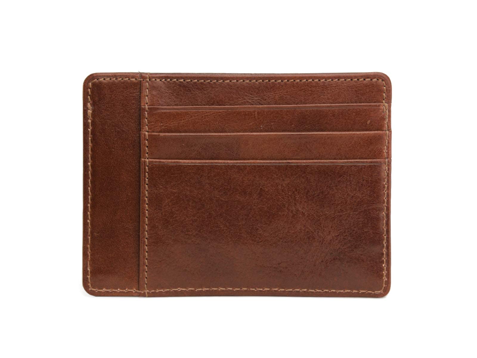 Giudi Mini Leather Slim Card Holder Wallet for Men & Women - Brown RFID Blocking - Compact & Stylish for Everyday Use, Travel, and Business