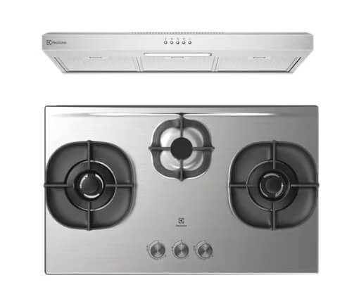 Electrolux ECF9214X 90cm UltimateTaste 300 Fixed Extractor Hood & EHG8351SCP 82cm UltimateTaste 500 Built-In Gas Hob with 3 Cooking Zones - Premium Kitchen Appliances for Modern Home Cooking