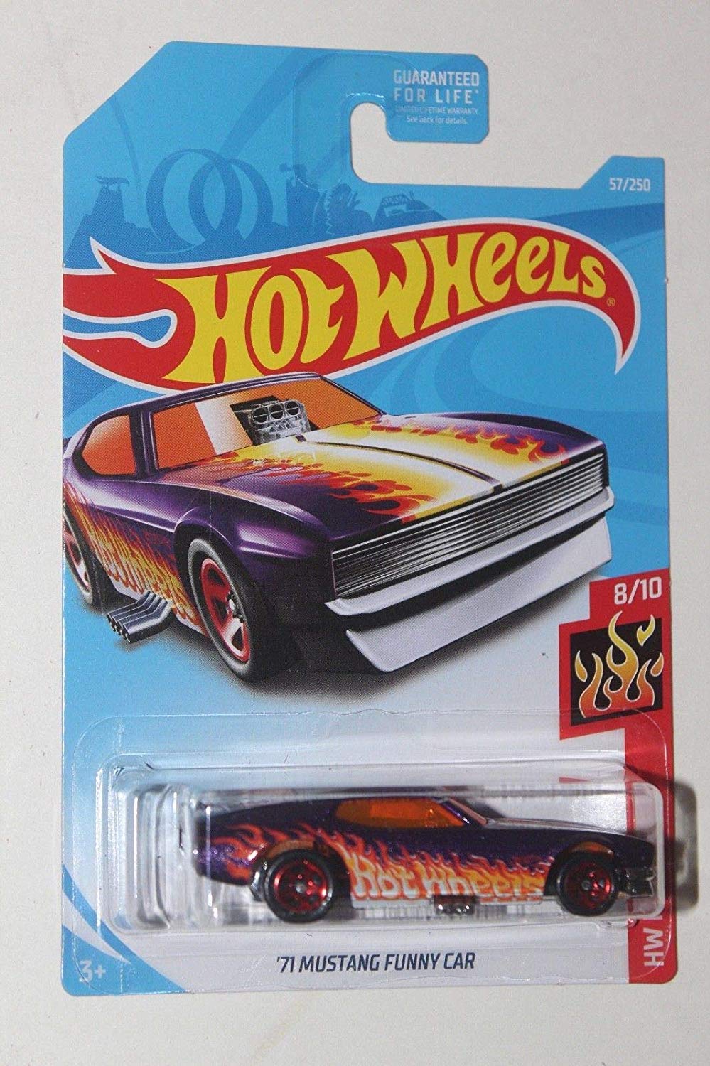 Hot Wheels 2019 Basic Mainline HW Flames - '71 Mustang Funny Car Diecast Model Toy for Kids & Collectors - Perfect for Playtime, Display & Racing Games