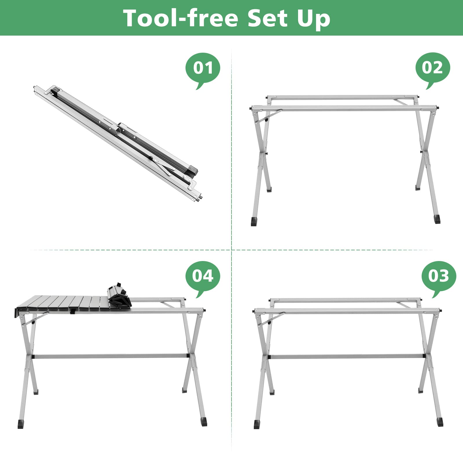 Giantex Folding Camping Table for 6-8 People, Portable Roll Up Picnic Table with Carry Bag - Lightweight Aluminum Outdoor Dining Table for BBQ, Grill, Travel, Beach, Backyard (110cm) - Perfect for Camping Trips, Tailgating & Outdoor Parties