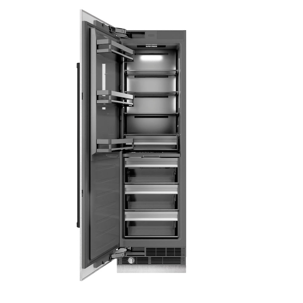 ZLINE Autograph Edition 24 Inch 12.4 Cu Ft Column Freezer - Stainless Steel with Graphite Gray Interior & Black Accents | Perfect for Home Kitchen, Basement, or Commercial Use (RCFVZ SN 24 MB)