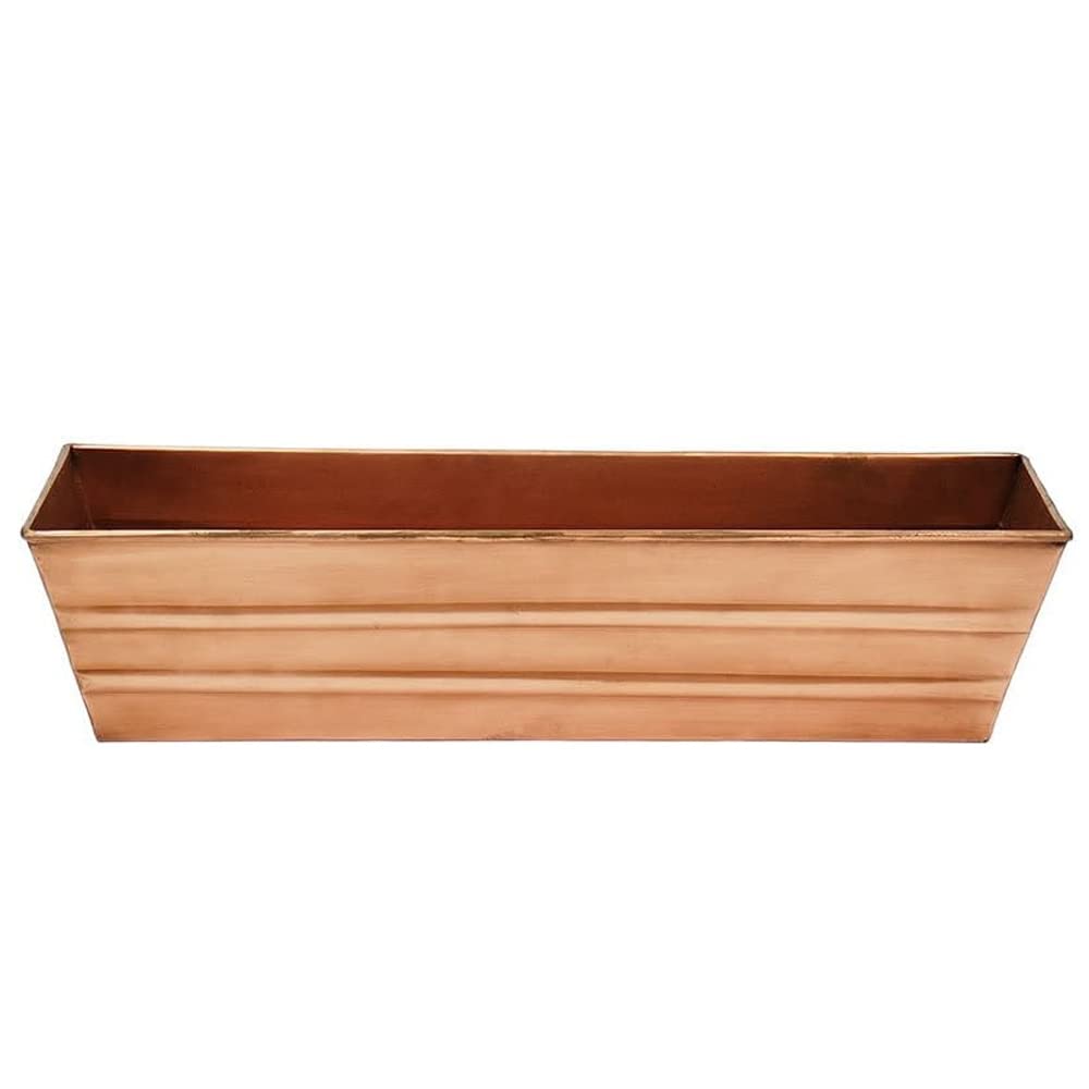 Compact Copper-Plated Flower Box for Container Gardening - Window Planter with Multiple Mounting Options | Outdoor Garden Decor for Balcony, Patio & Window Sills