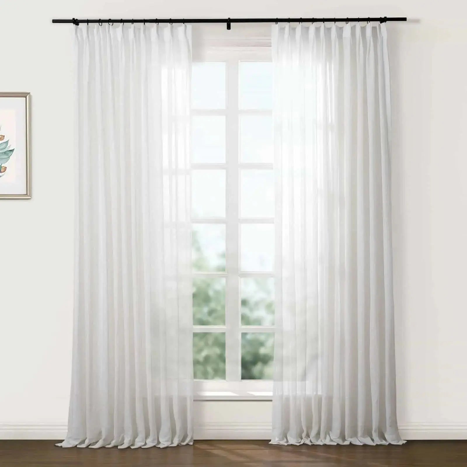 Flynn Airy Lightweight Sheer Curtain Pleated - Elegant Window Treatment for Living Room & Bedroom Decor