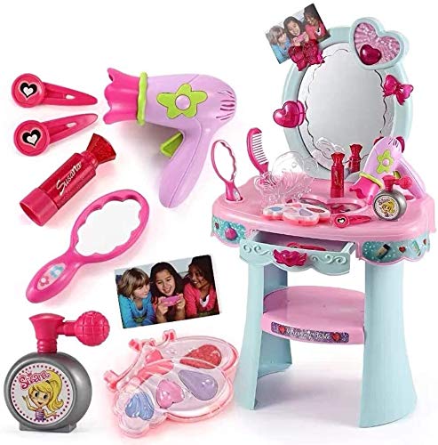 BUYT Kids Vanity Table Set with Piano & Fashion Makeup Accessories - Pretend Play Dressing Makeup Table for Girls | Perfect for Birthday Gifts & Role Play Activities