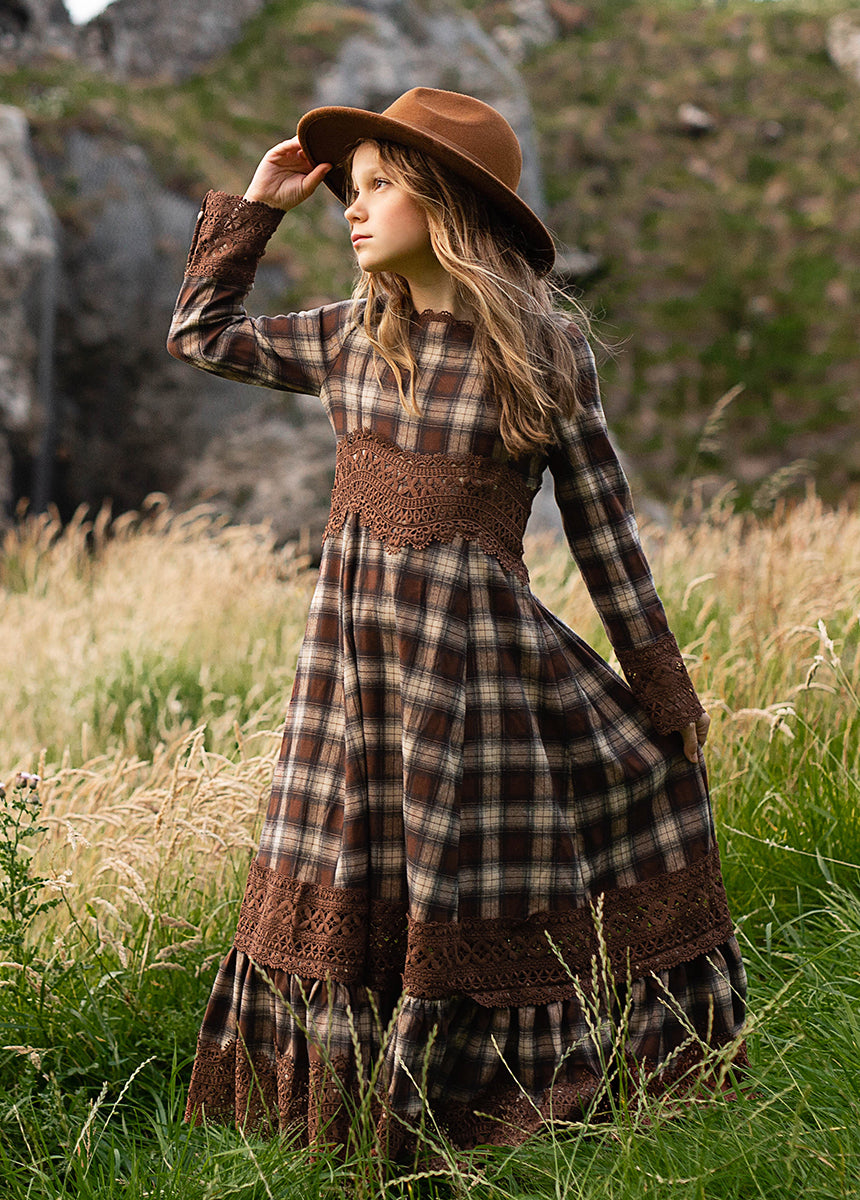 Rosi Dress in Cinnamon Tartan - Stylish Plaid Women's Dress for Fall & Winter | Perfect for Office, Date Night & Holiday Parties