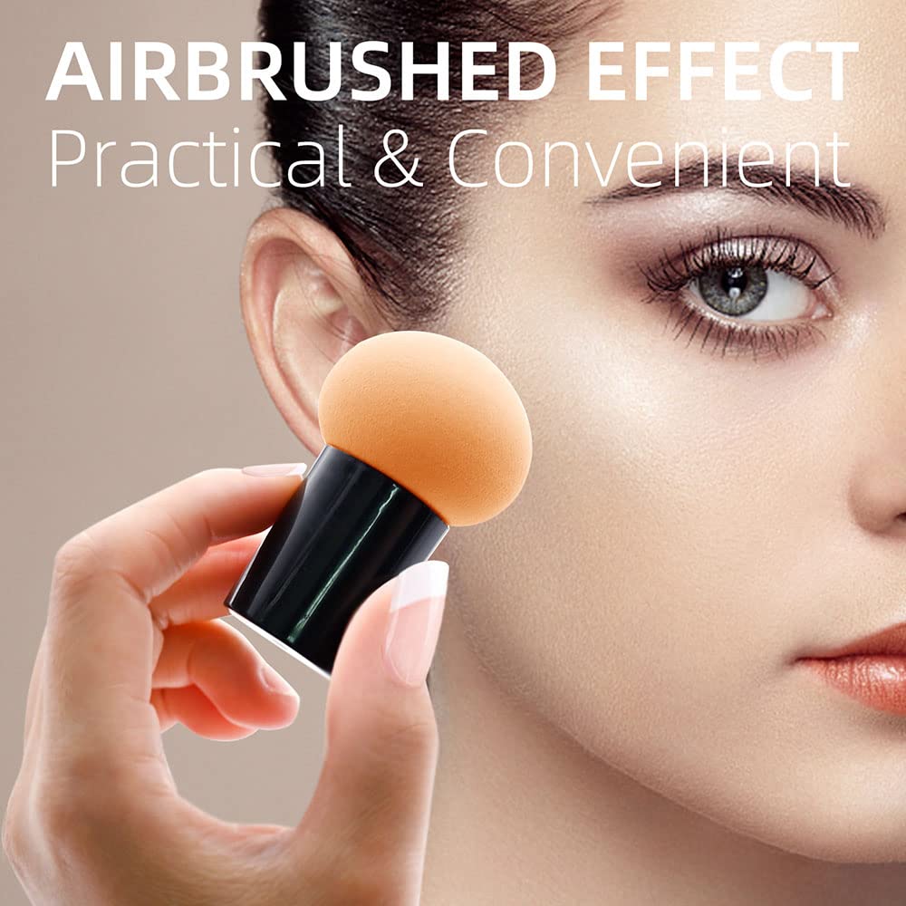 Dolovemk Mushroom Head Makeup Puff Brush with Handle - Powder Sponge Blender for Flawless Finish