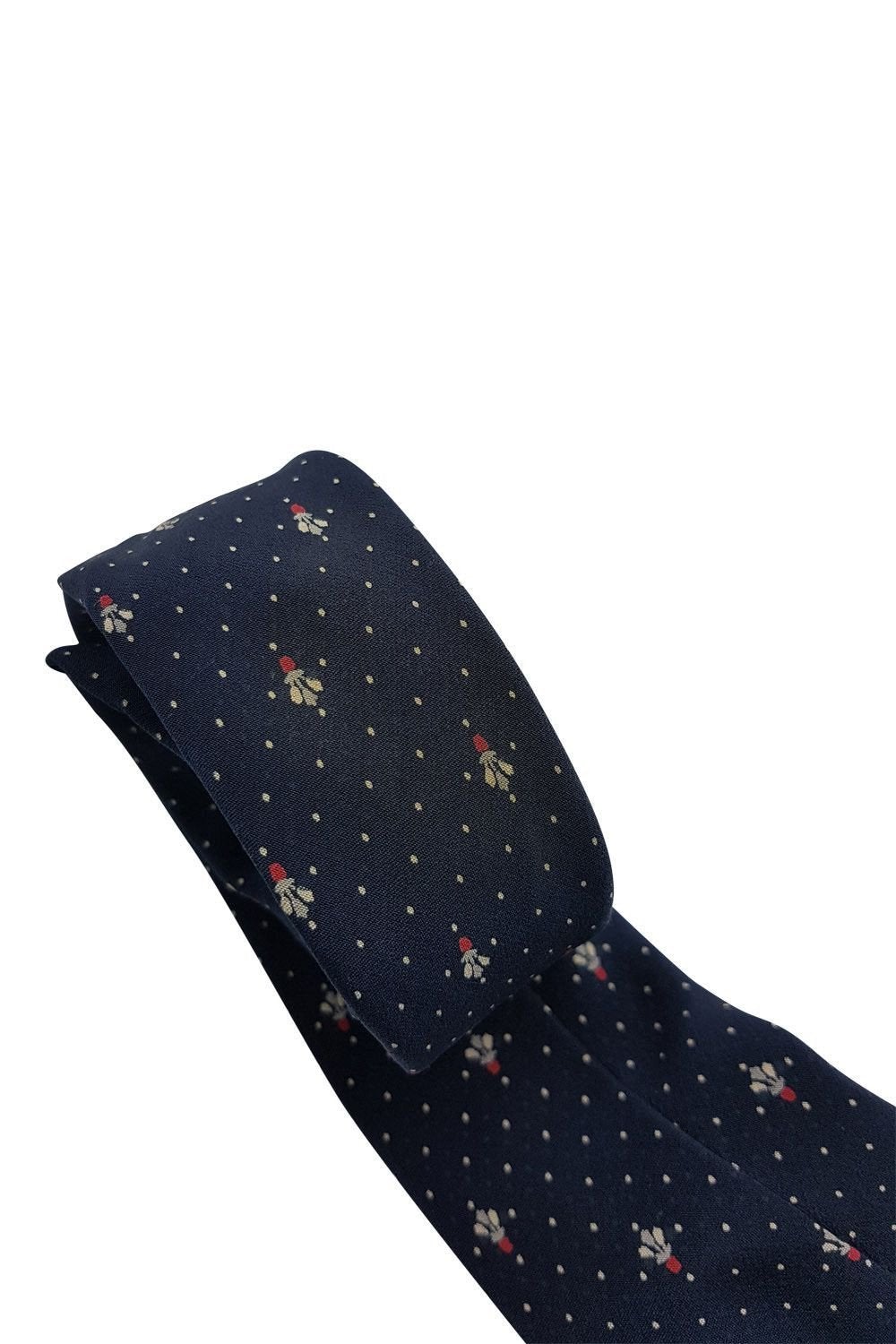GRES 100% Silk Blue Fleur De Lis Print Necktie - 58