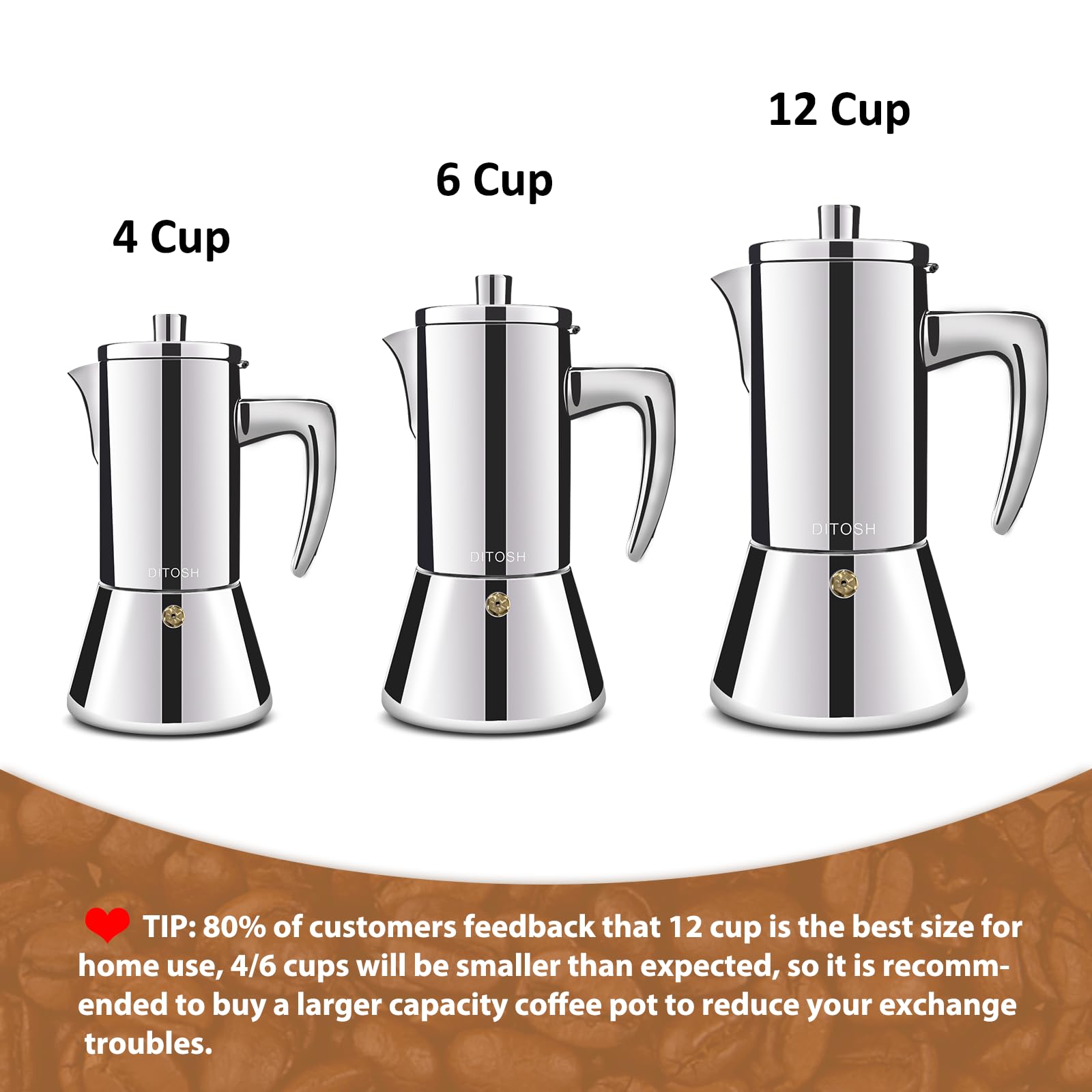 6 Cup 300ml Thickened 304 Stainless Steel Moka Pot - Stovetop Espresso Maker for Italian Coffee, Perfect for Home & Camping - Brew Rich Espresso, Mocha & Cappuccino - Durable Coffee Machine for Stove Top & Outdoor Use (10oz Capacity)