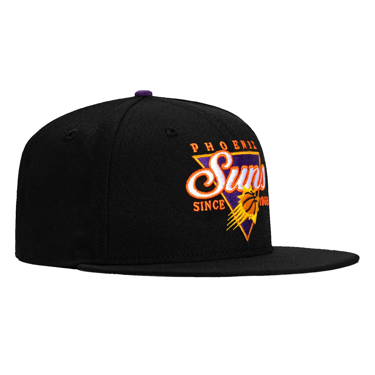 New Era 59Fifty Phoenix Suns NBA Snapback Hat with Triangle Logo - Black | Official Licensed Basketball Cap for Men & Women | Perfect for Games, Streetwear & Sun Protection