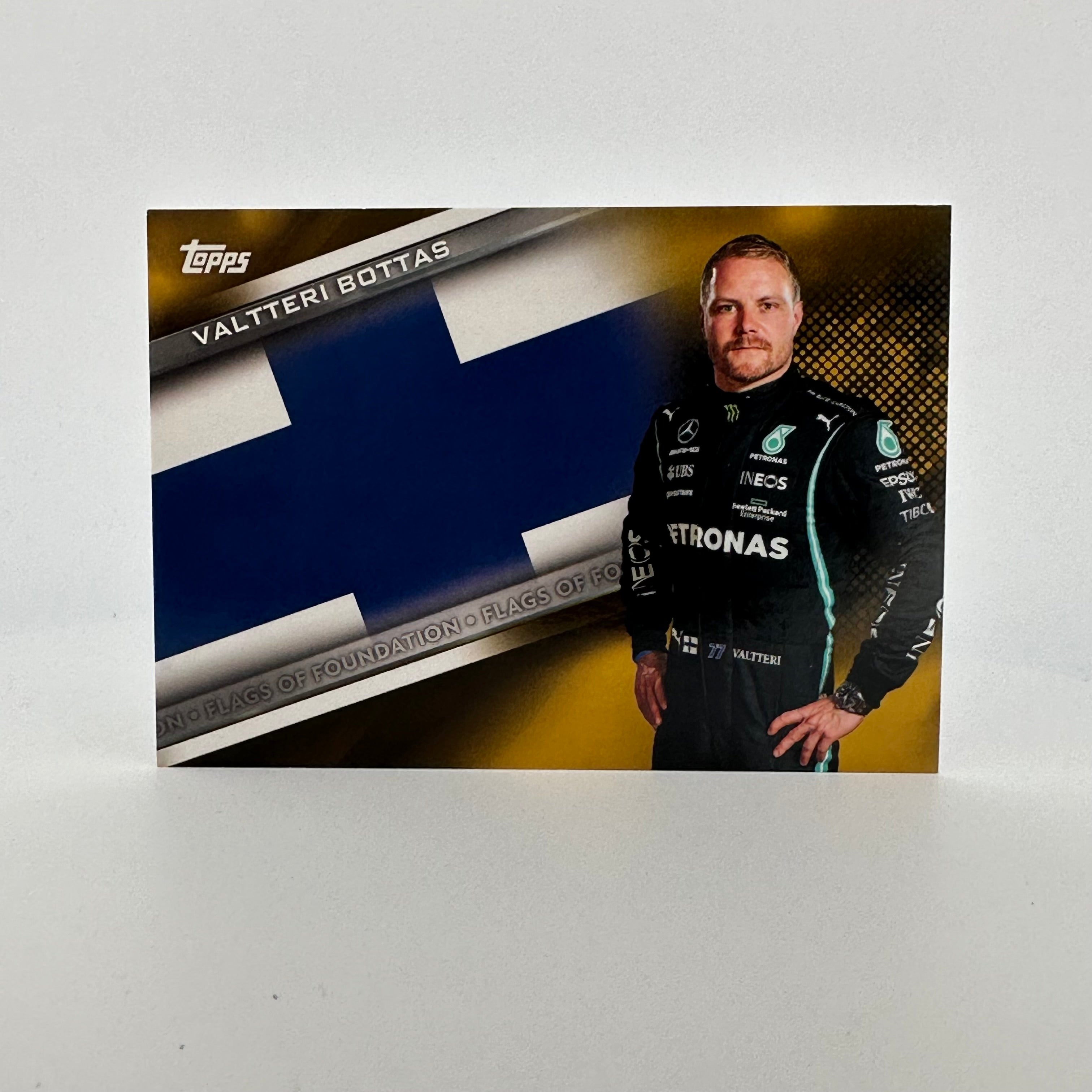 45/50 Gold Valteri Bottas #FF VB Flags Of Foundation - Limited Edition Collectible for F1 Racing Fans & Memorabilia Display