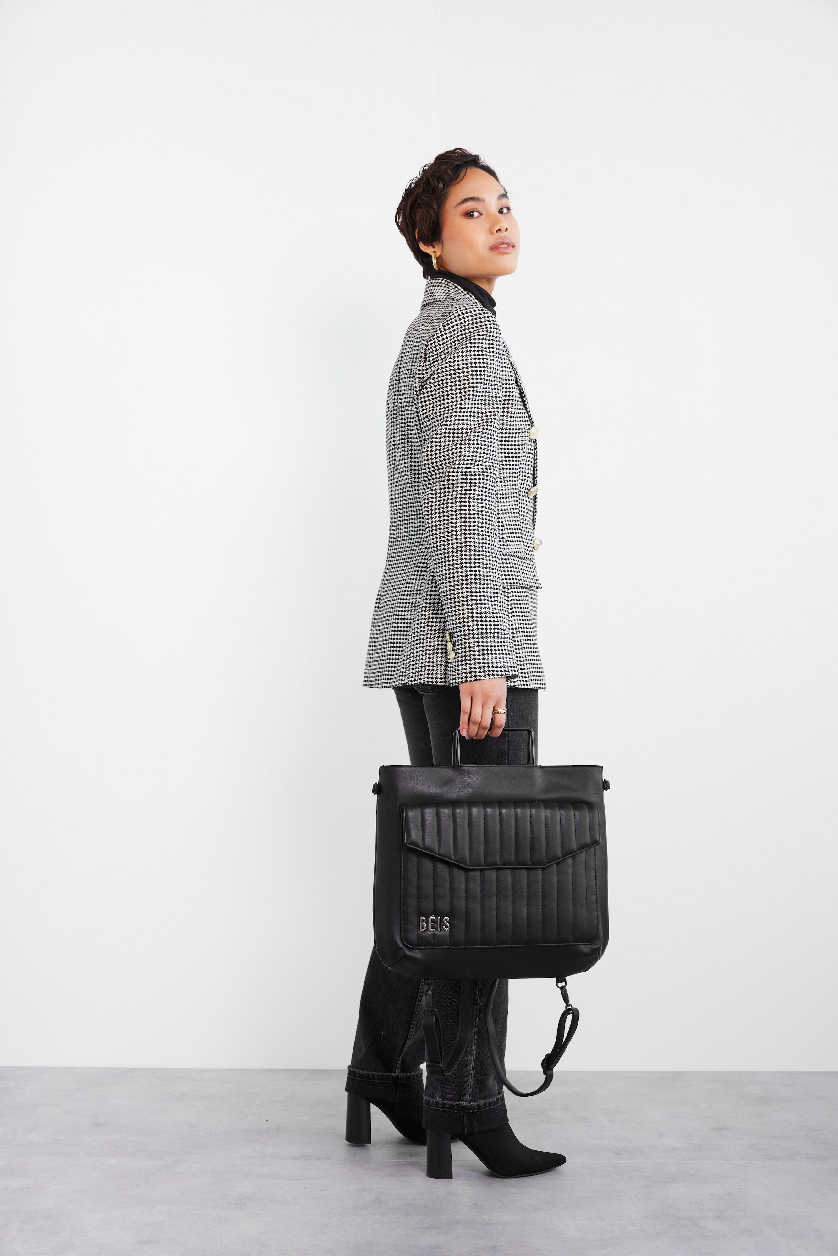The Messenger Backpack - Stylish Black Laptop Backpack for Men & Women | Perfect for Work, Travel & School | Durable & Water-Resistant