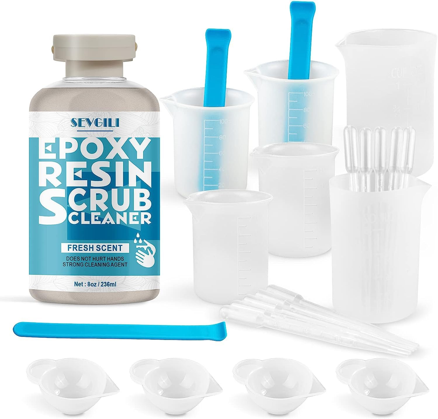 Premium Silicone Measuring Cup Kit - 8oz (250ml & 100ml) Reusable Resin Mixing Cups with Pipettes & Stir Sticks for Epoxy, Art Crafts, DIY Jewelry Making - Perfect for Resin Casting, Soap Making, and Kitchen Measurements