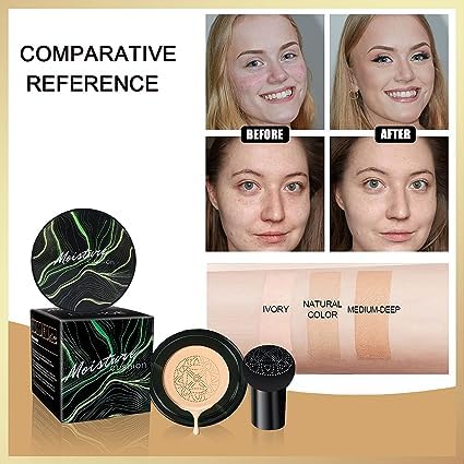 BAJAJBEAUTYSHOP 2-in-1 Korean Foundation & CC Cream with Mushroom Head Sponge - Hydrating, Long-Lasting, Natural Finish Makeup for Flawless Daily Wear | Perfect for Office, Date Night & Special Occasions