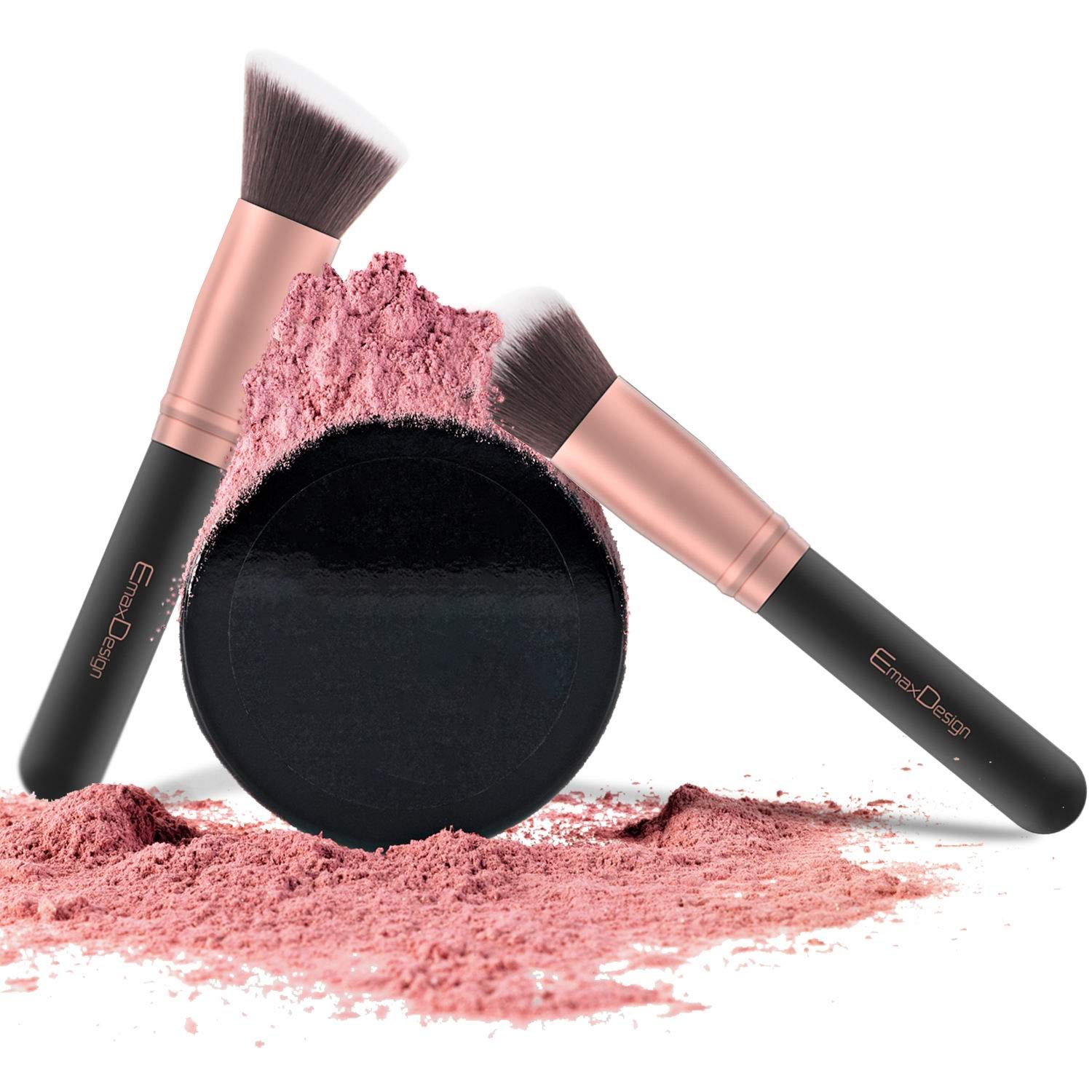 EmaxDesign 17-Piece Synthetic Bristle Makeup Brush Set - Rose Gold Handle for Professional & Everyday Makeup Application - Perfect for Foundation, Blending, Contouring & Eyeshadow