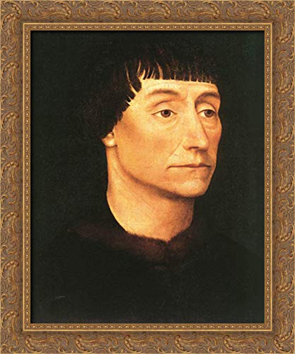 Rogier van der Weyden Portrait Of A Man 20x24 Gold Ornate Wood Framed Canvas Art - Perfect for Living Room, Bedroom & Office Wall Decor