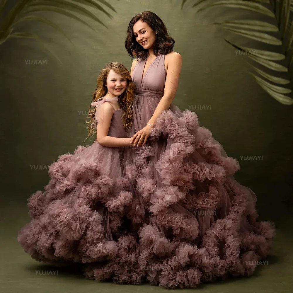 Puffy Tulle Mother Daughter Party Dresses - Elegant Matching Outfits for Special Occasions | Perfect for Weddings, Birthday Parties & Family Photos