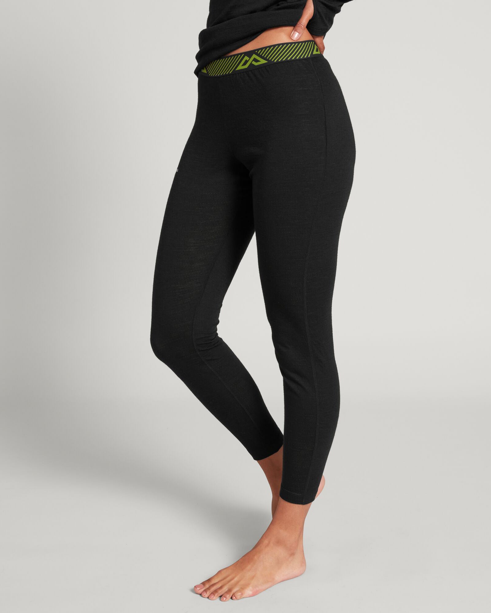 KMDAscent Women's High Waist Yoga Leggings - Black/Icon Green - Perfect for Workout, Running & Gym