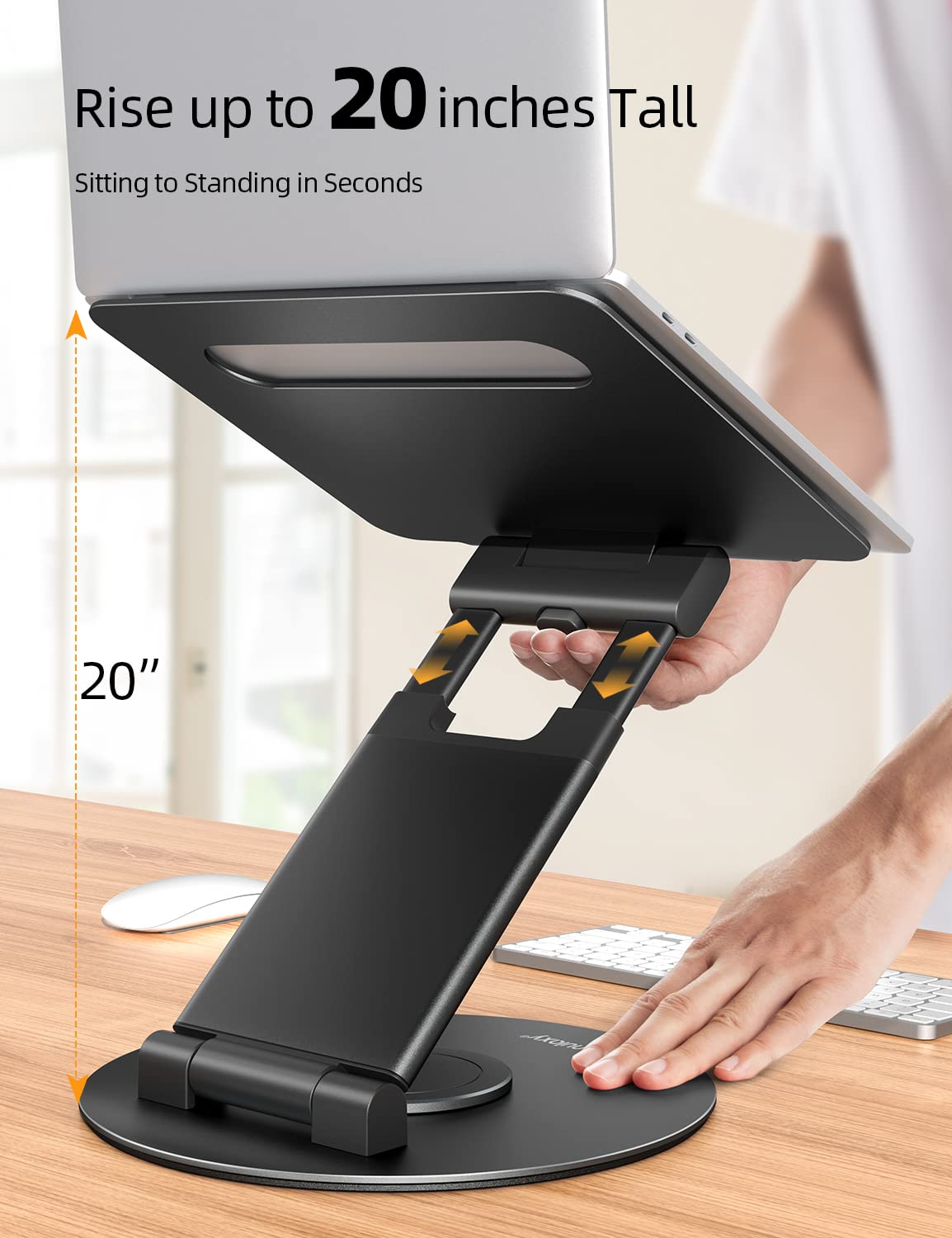 Nulaxy Adjustable Laptop Stand for Desk - 360° Rotating & Telescopic Ergonomic Riser with Swivel Pull-Out Design, Fits 10-17 Inch Laptops, MacBook, Notebook (Black) - Perfect for Home Office, Gaming & Workspace Setup