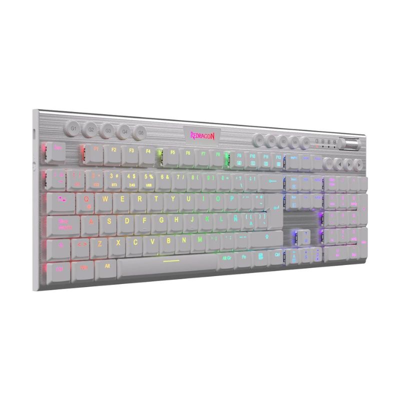 Redragon Horus FS K619SP Mechanical Gaming Keyboard - Red Switches, RGB Backlit, White (Perfect for Esports, Office Work & Typing)