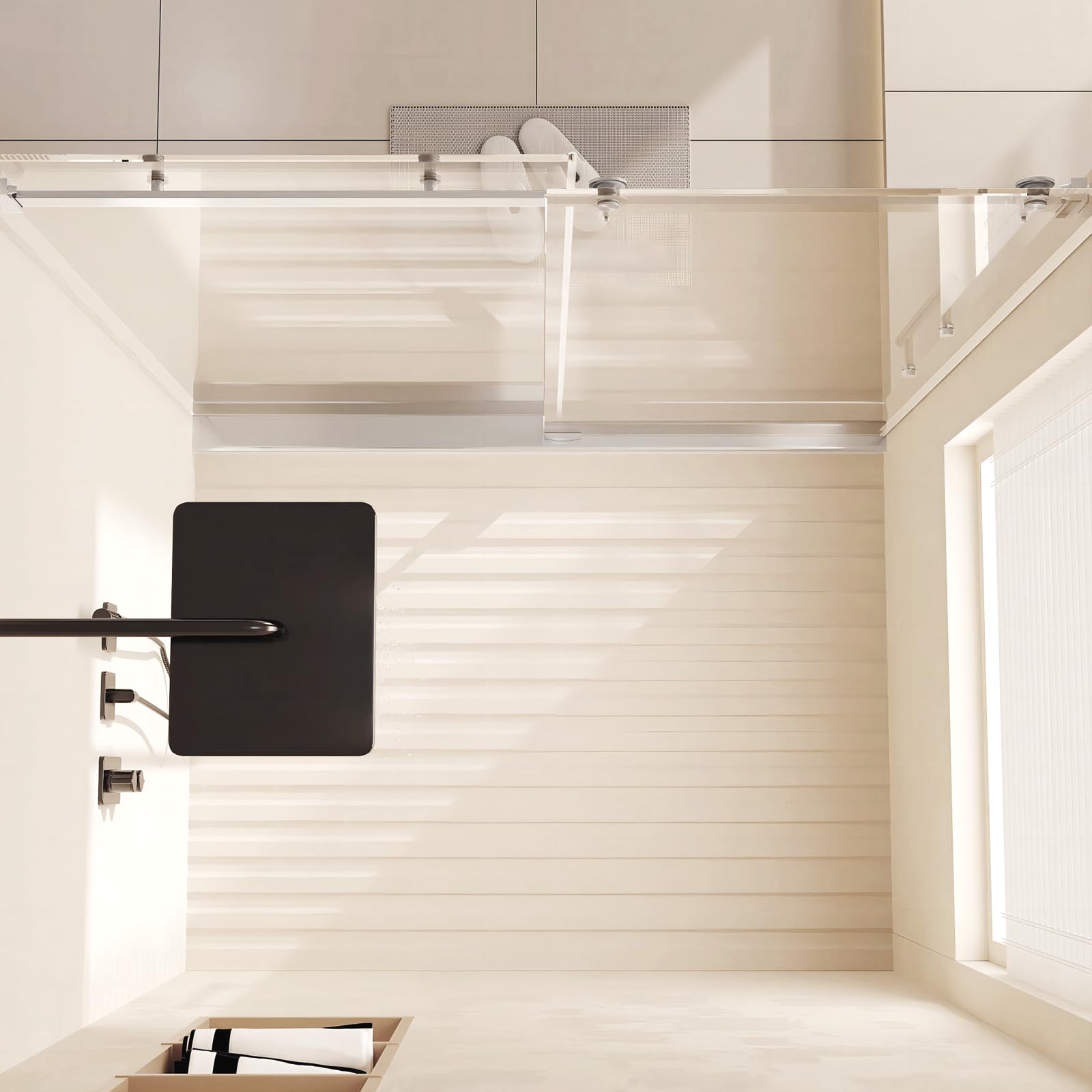 Frameless Tempered Glass Shower Door - Stainless Steel Handle & Waterproof Seal - for Bathroom Safety