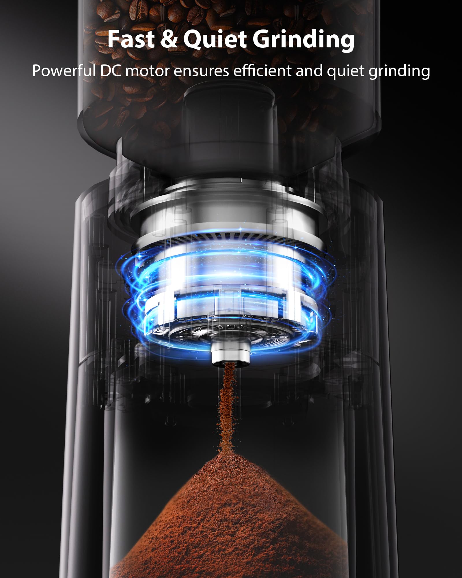 Premium Electric Conical Burr Coffee Grinder - 25 Precise Grind Settings, 2-12 Cup Timer, 3-Ear Portafilter Holder & Cleaning Brush - Perfect for Espresso, French Press & Drip Coffee at Home (Black)