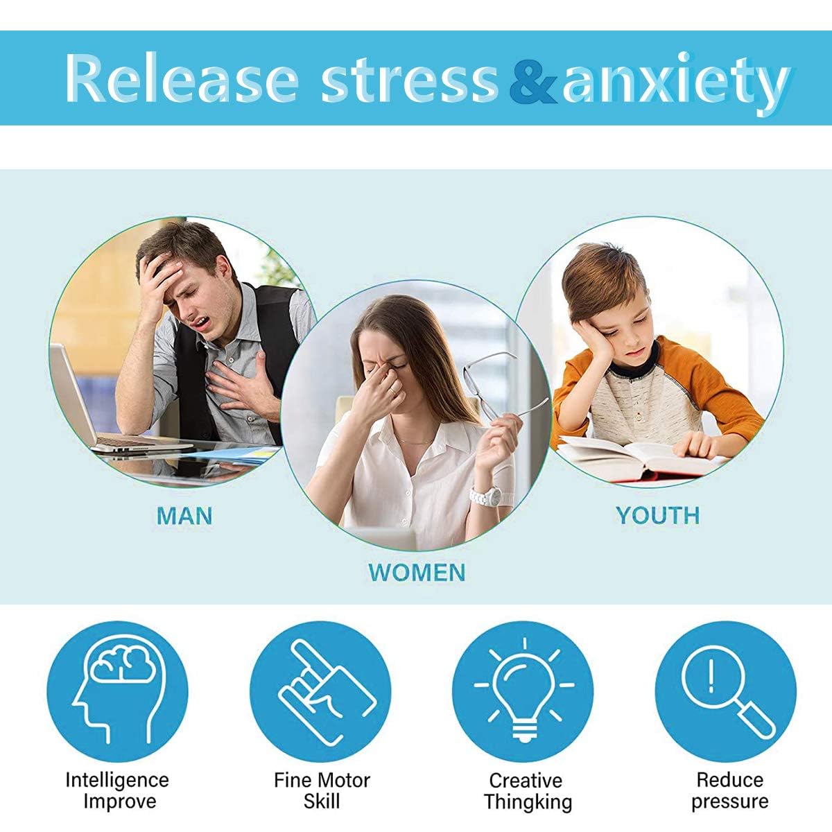12-Sided Fidget Cube Toy for Stress Relief - Anxiety Sensory Toys for Kids, Teens & Adults with ADHD, OCD, Autism - Perfect for Office, School & Travel (Black)