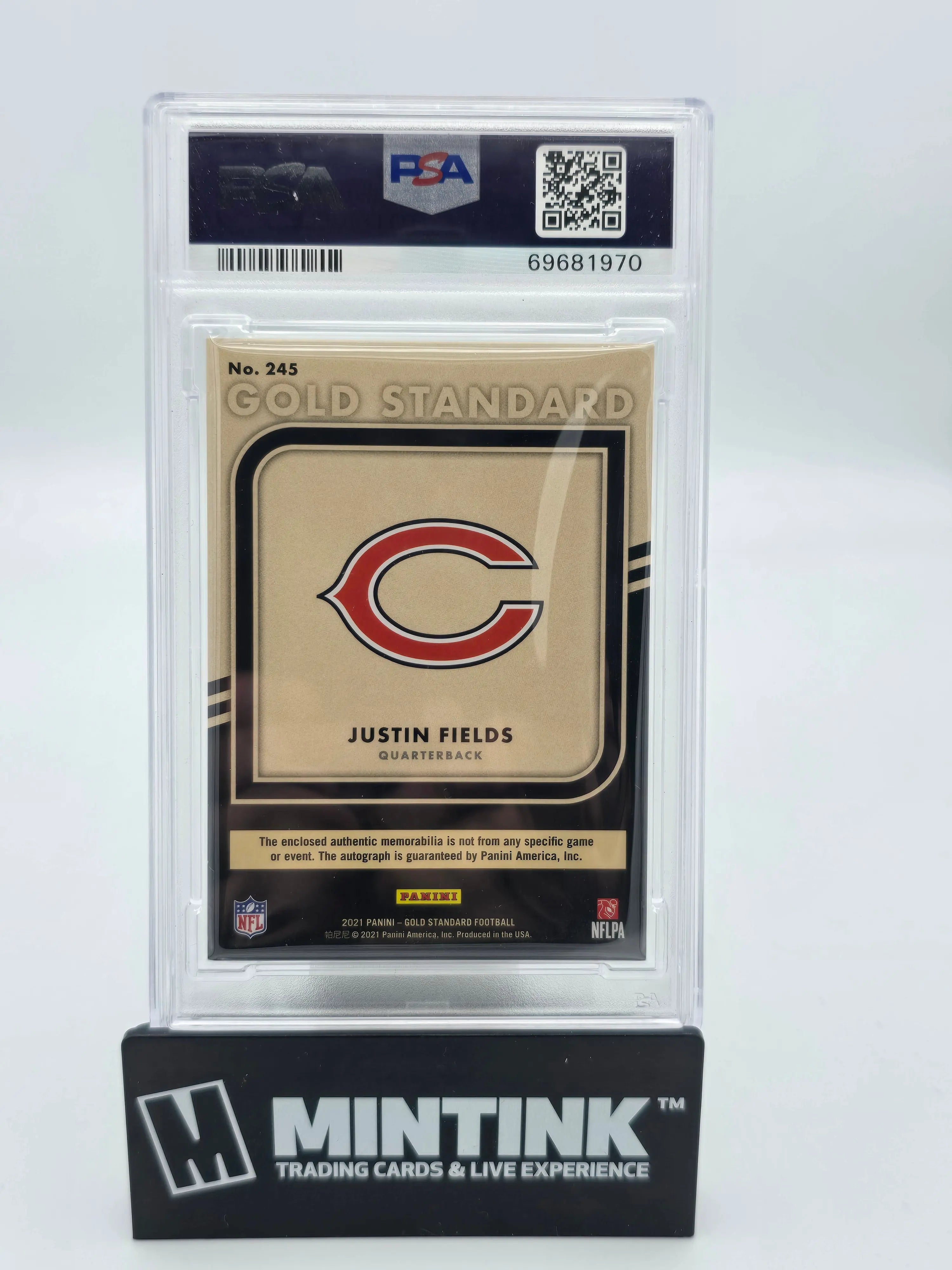 2021 Panini Gold Standard Justin Fields Rookie Jersey Auto Dual Patch PSA 7 /75 - Rare Football Trading Card for Collectors & Sports Fans - Perfect for Display, Investment & Memorabilia Collections