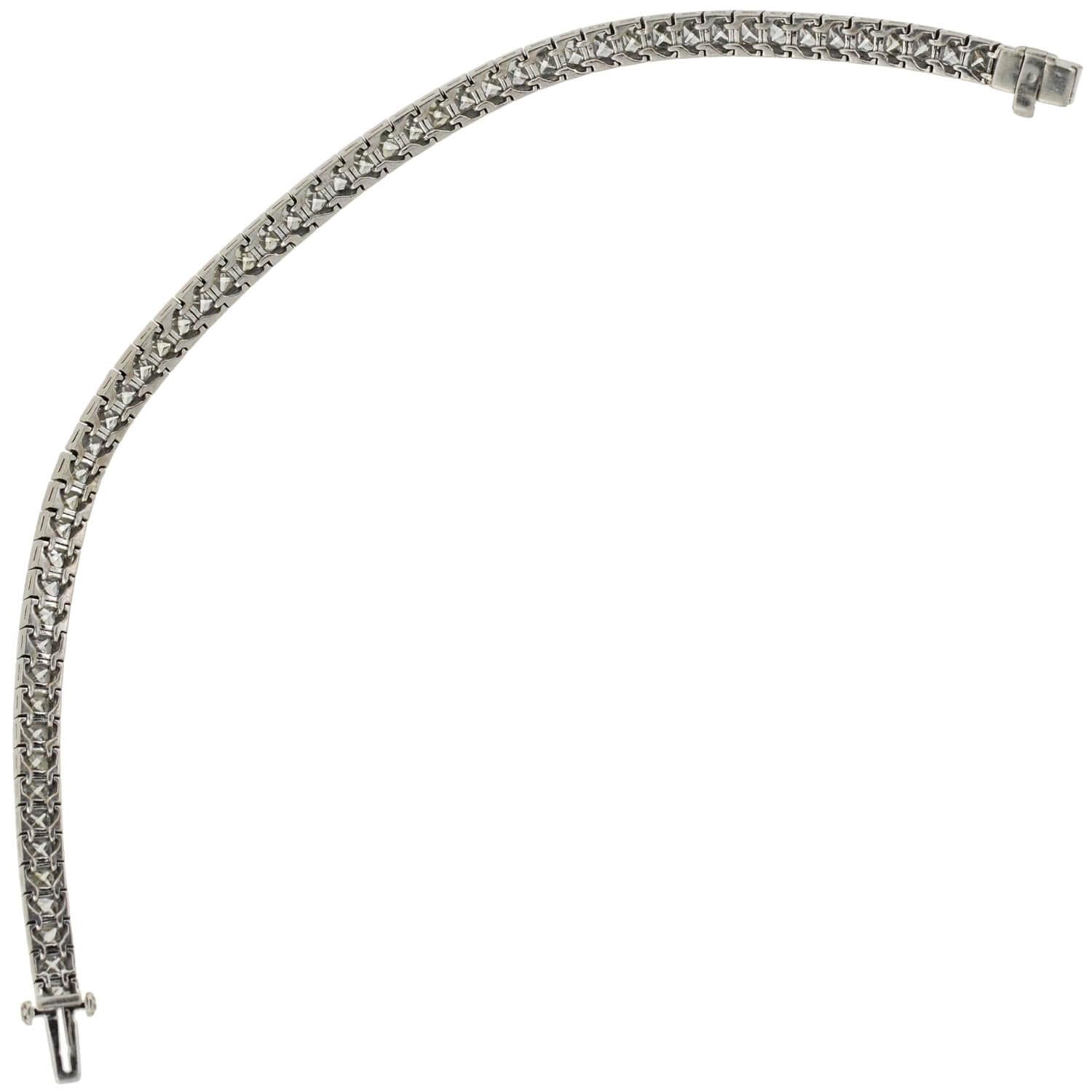 Estate Platinum French Cut Diamond Line Bracelet 11.60ctw - Vintage Luxury Jewelry for Women - Perfect for Weddings, Anniversaries & Special Occasions
