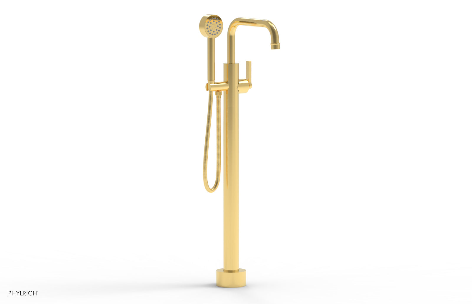 HEX MODERN Tall Floor Mount Tub Filler with Lever Handle & Hand Shower - Model 501 55 01 - Perfect for Contemporary Bathroom Renovations & Spa-Like Shower Experiences