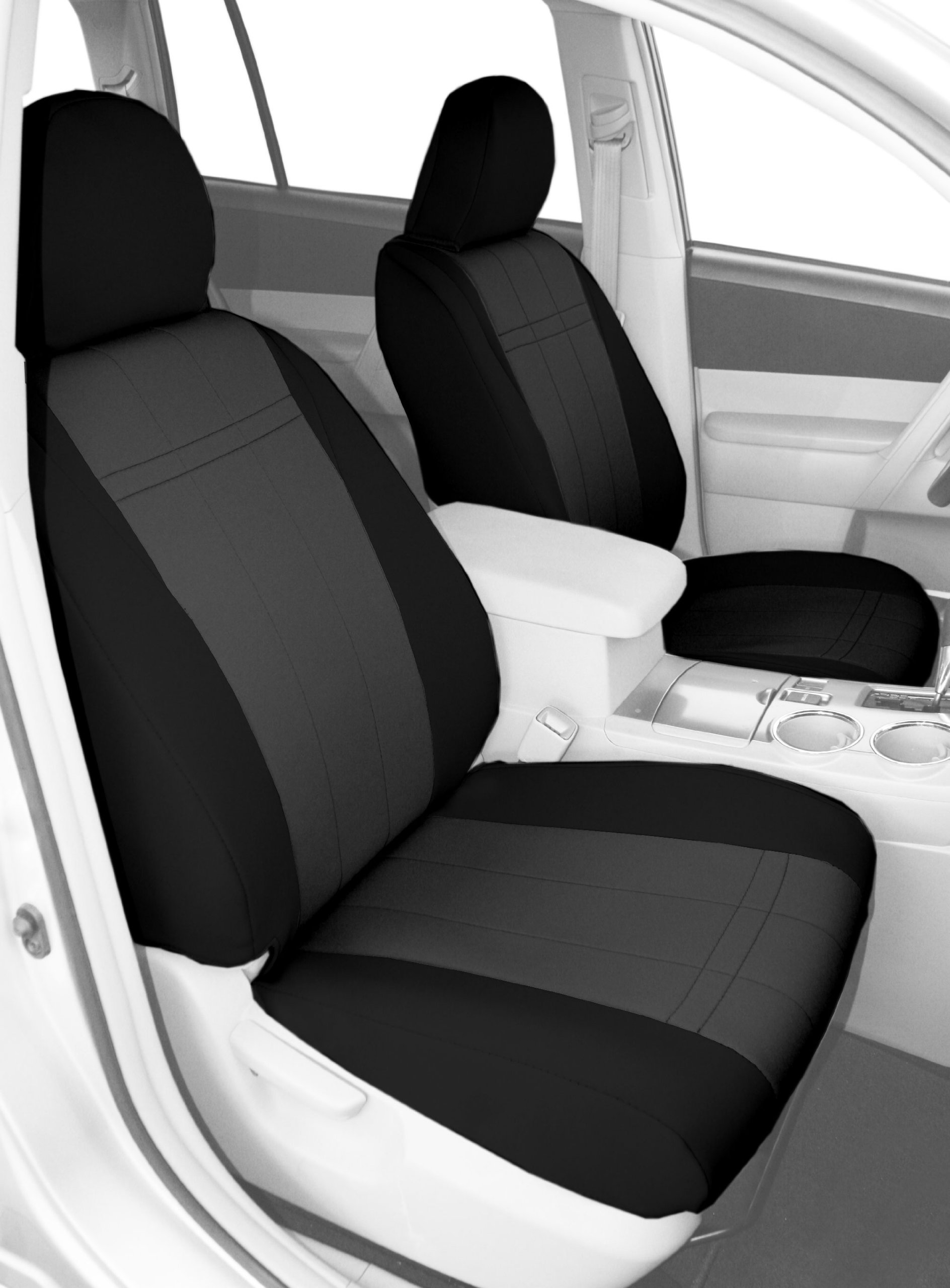 CalTrend Neoprene Car Seat Covers for 2011-2021 Nissan Frontier - Custom Fit Front Bucket Seats with Charcoal Insert & Black Trim (1 Set) - Waterproof & Easy Installation - Perfect for Daily Commute, Road Trips & Outdoor Adventures