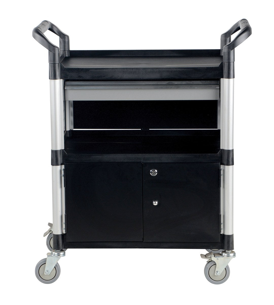 Commercial Service Carts - Heavy Duty Utility Cart with Wheels for Restaurant, Hotel, and Office Use - Durable Stainless Steel Rolling Cart for Food Service, Cleaning Supplies, and Equipment Transport