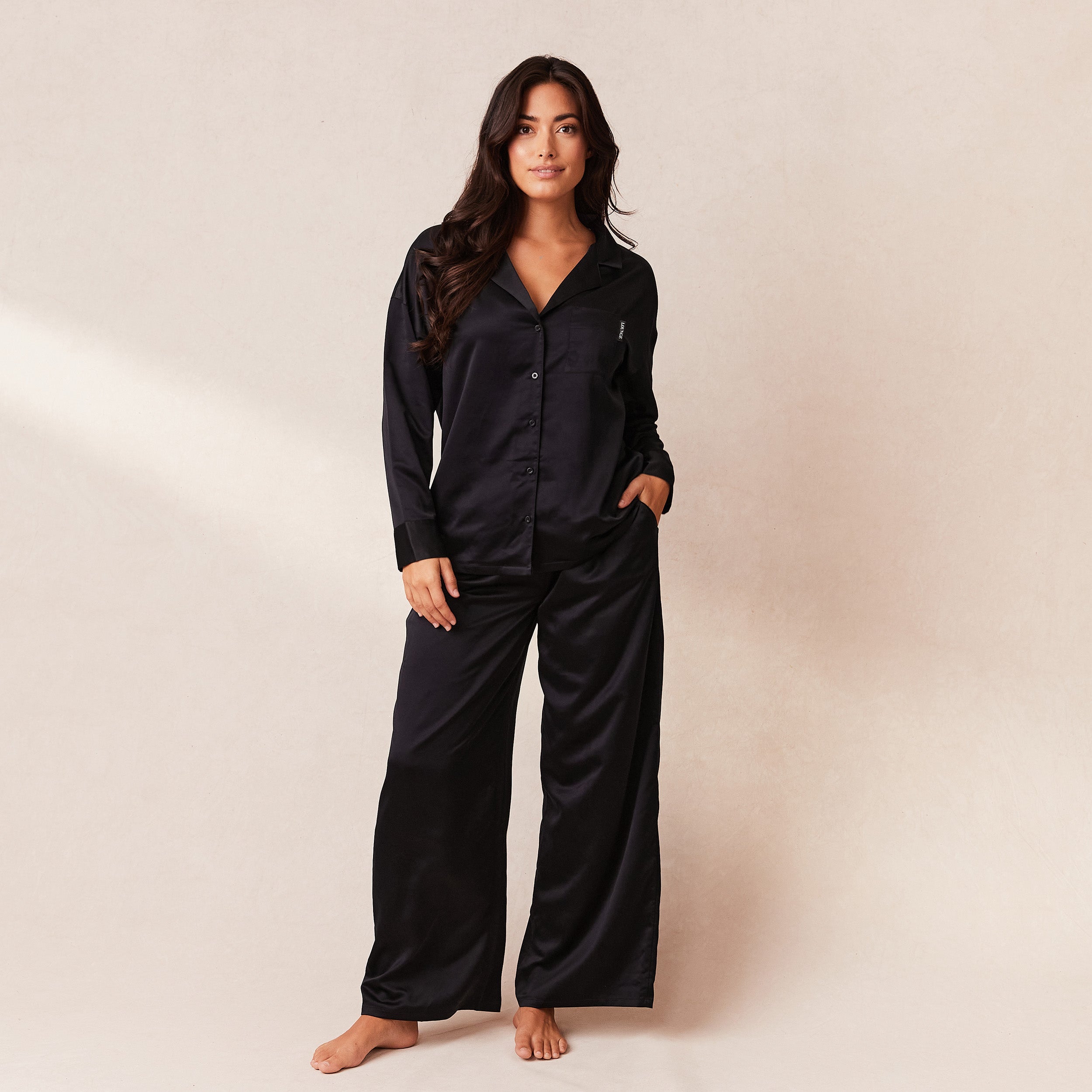Classic Black Satin Pajama Pants for Women - Soft & Comfortable Sleepwear for Lounge & Nighttime Relaxation