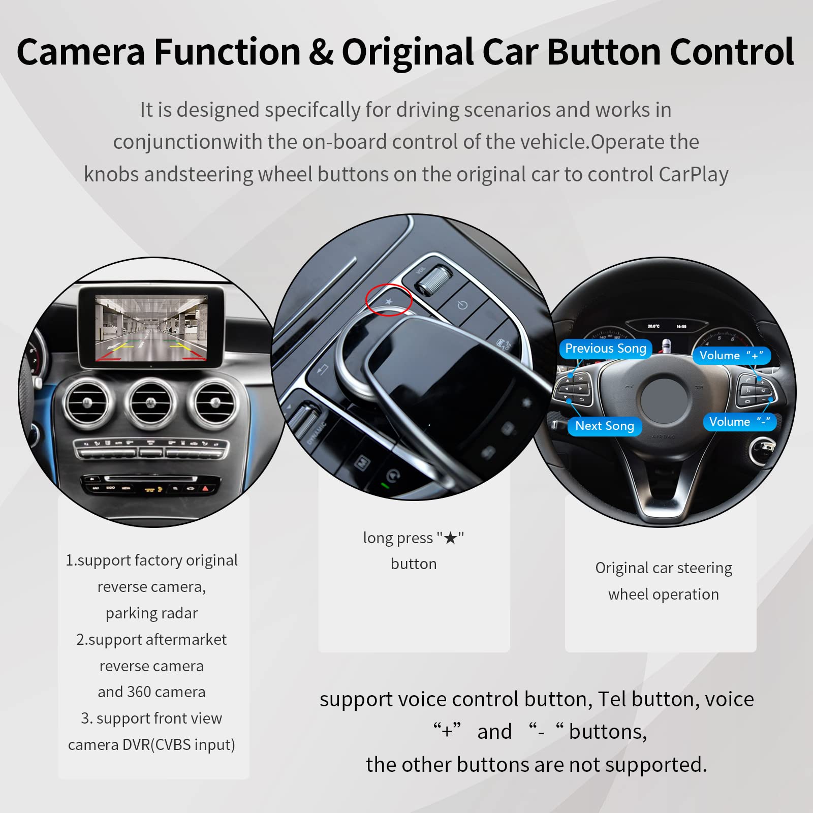 Road Top Wireless CarPlay & Android Auto Adapter for Mercedes Benz C-Class & GLC-Class W205 (2016-2018) with NTG5.0 - Supports MirrorLink, Navigation, Backup Camera & Siri - Perfect for Hands-Free Driving & Entertainment