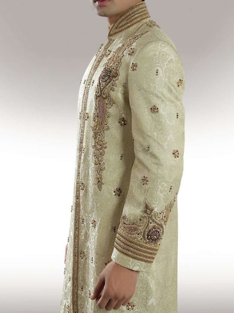 Elegant Cream Sherwani for Men - Traditional Indian Wedding Outfit for Groom & Party Wear - Perfect for Weddings, Festivals & Special Occasions