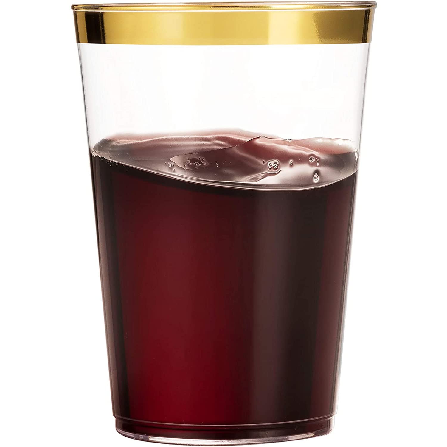 50-Pack 10oz Disposable Gold Rim Plastic Tumblers - Elegant Clear Hard Cups for Weddings, Parties & Special Events | Bulk 500ct for Large Gatherings & Catering Services