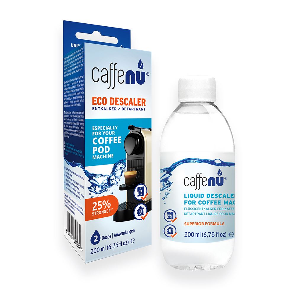 Caffe Nu Descaler Two Dose 200ml - Professional Coffee Machine Descaling Solution for Espresso & Drip Coffee Makers - Perfect for Home & Office Use