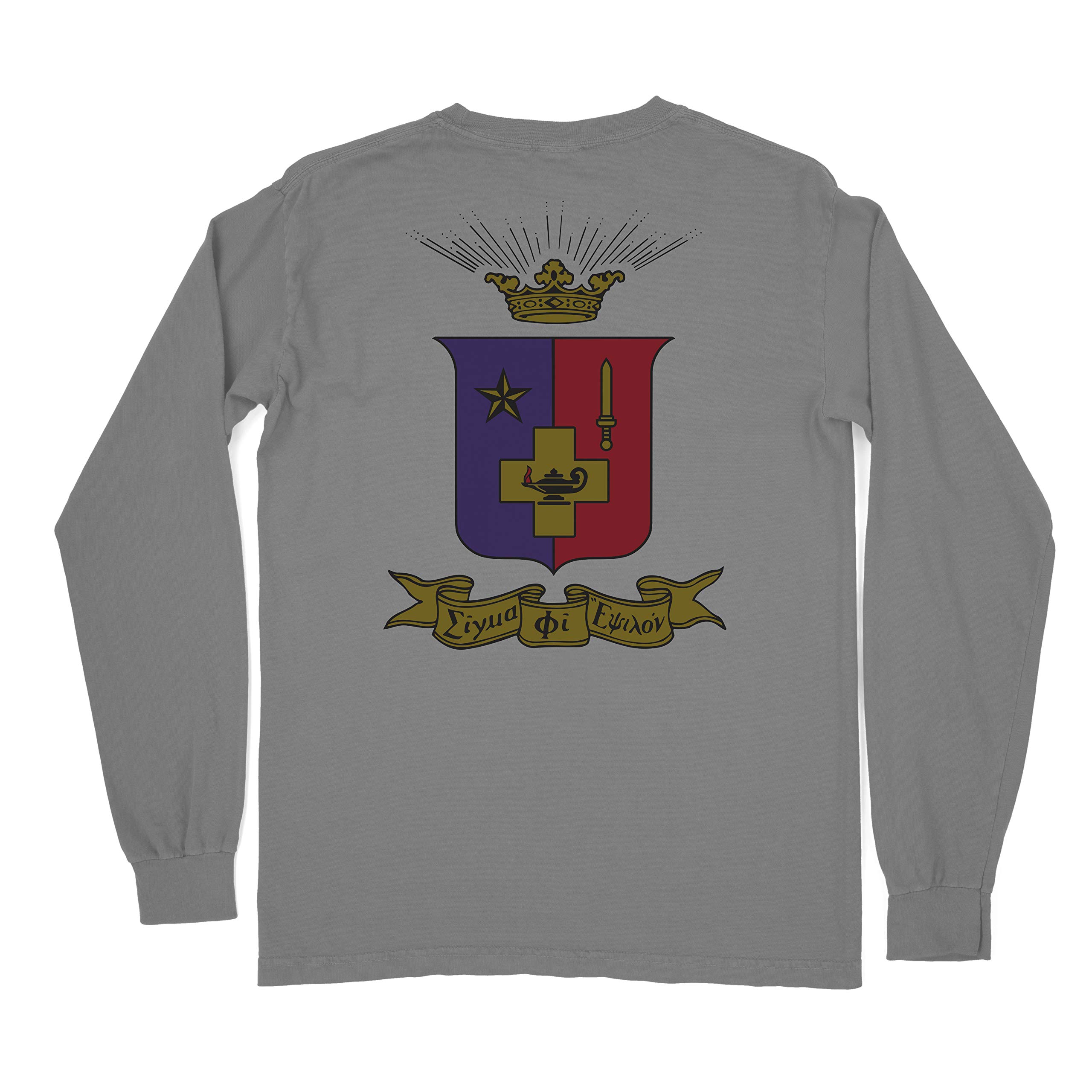 Sigma Phi Epsilon Fraternity Crest Comfort Colors Long Sleeve T-Shirt | Greek Life Apparel | College Brotherhood & Campus Events