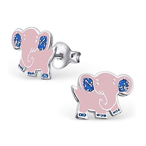 ICYROSE 925 Sterling Silver Small Pink & Blue Elephant Stud Earrings for Women - Nickel Free Hypoallergenic Jewelry - Perfect Gift for Birthday, Anniversary & Everyday Wear